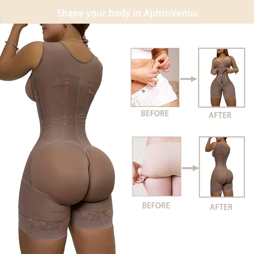 Fajas Colombianas Double Compression Body Shaper Girdle Three Hooks and Zipper at Front Slimming Reducing Shapewear without Bra