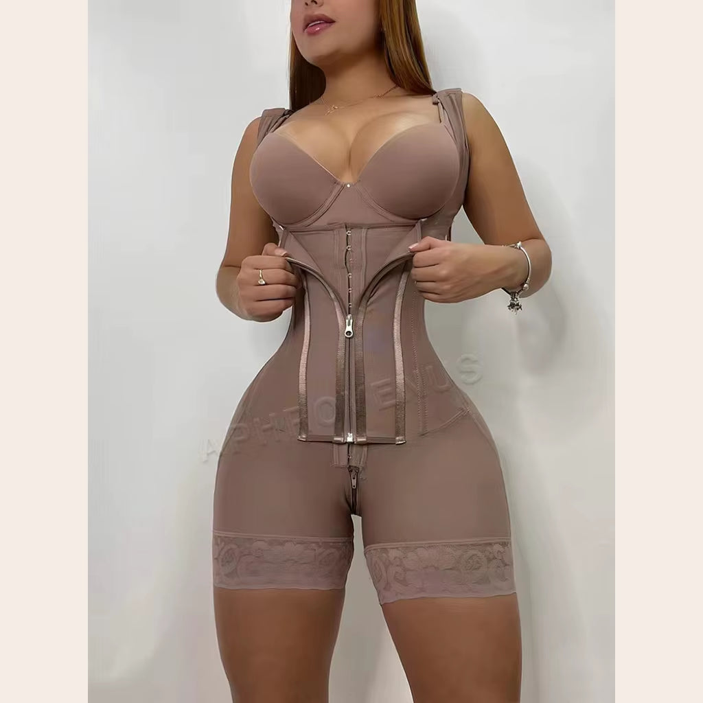 Fajas Colombianas Double Compression Body Shaper Girdle Three Hooks and Zipper at Front Slimming Reducing Shapewear without Bra