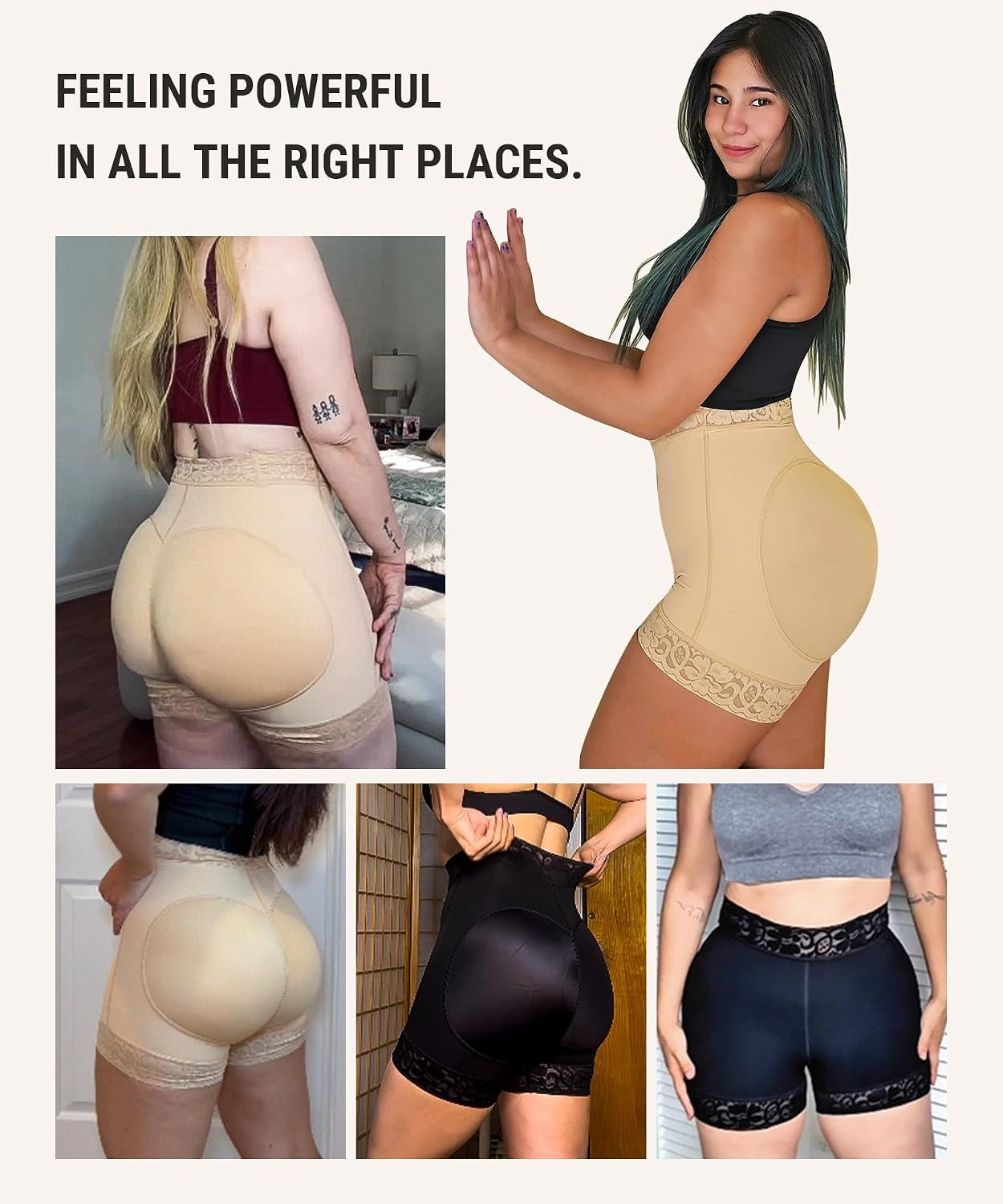 Butt Lifter Panties Shapewear Tummy Control Body Shaper Shorts | Lace Design,Anti-Slip, ANTI-ROLL ,Ideal for Postpartum Recovery, Weddings, Office, Parties and Daily，Wrinkle Design