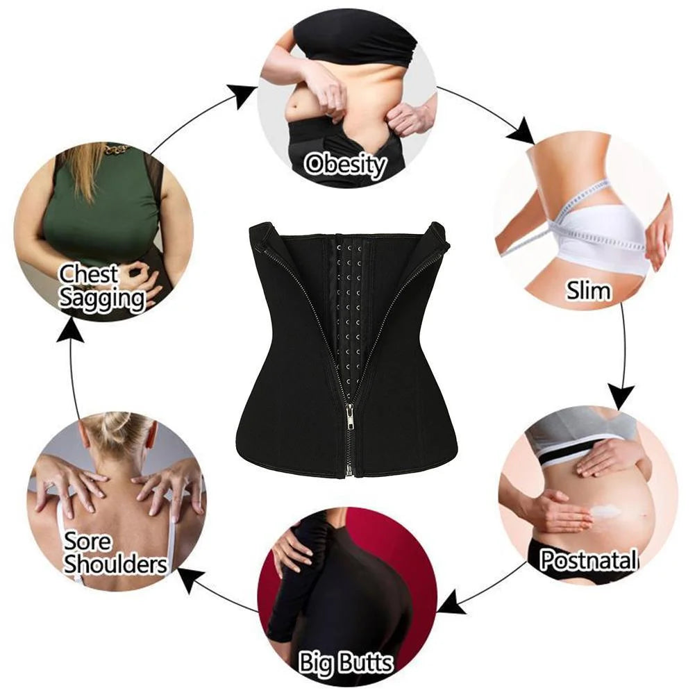 Women Seamless Waist Training Tummy Cincher Corset Shaper Trainer Bustier Slim Waistline Body Shaper, Black S-3XL