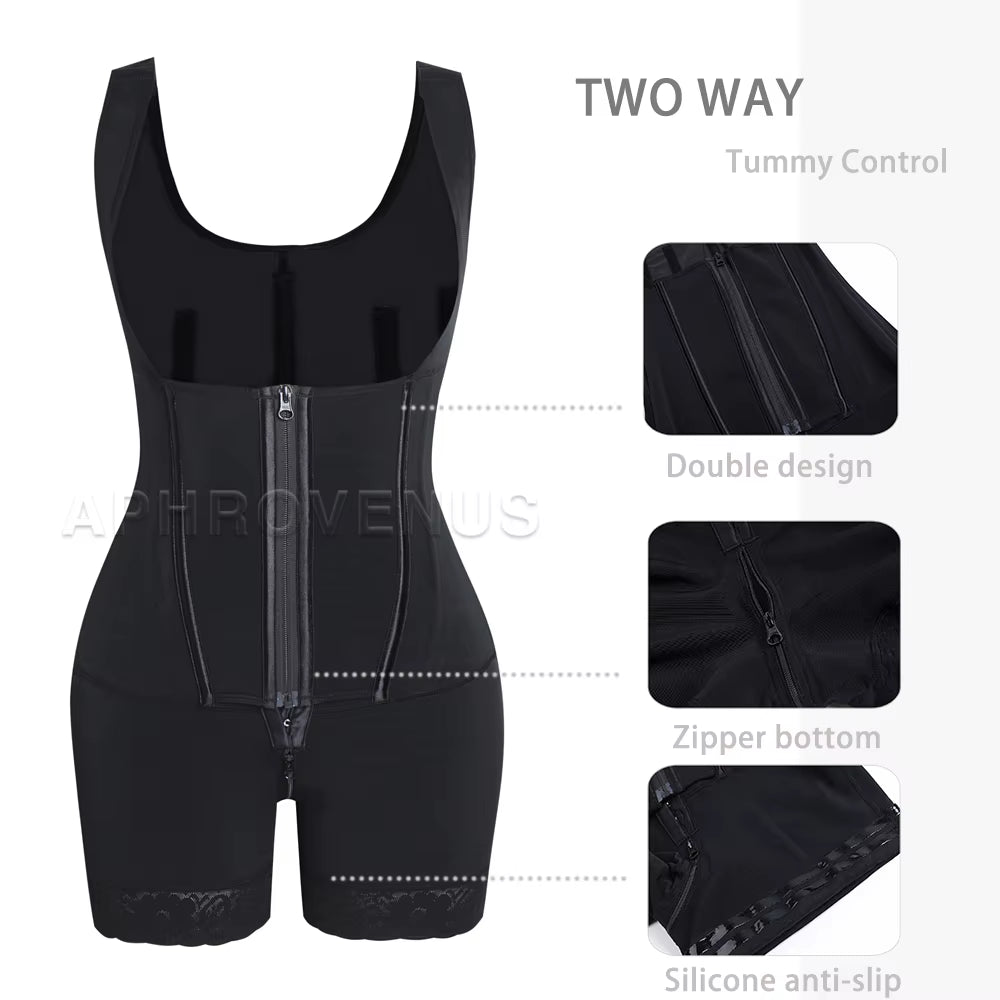 Fajas Colombianas Double Compression Body Shaper Girdle Three Hooks and Zipper at Front Slimming Reducing Shapewear without Bra