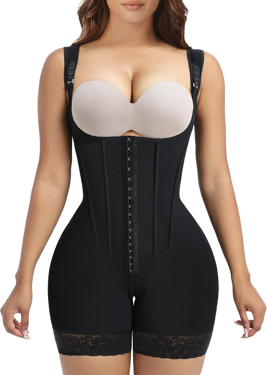 Fajas Colombianas Moldeadoras Shapewear Tummy Control Body Shaper | Postpartum Butt Lifting Compression Garment with Bones,Open Bust Faja with Zipper Crotch