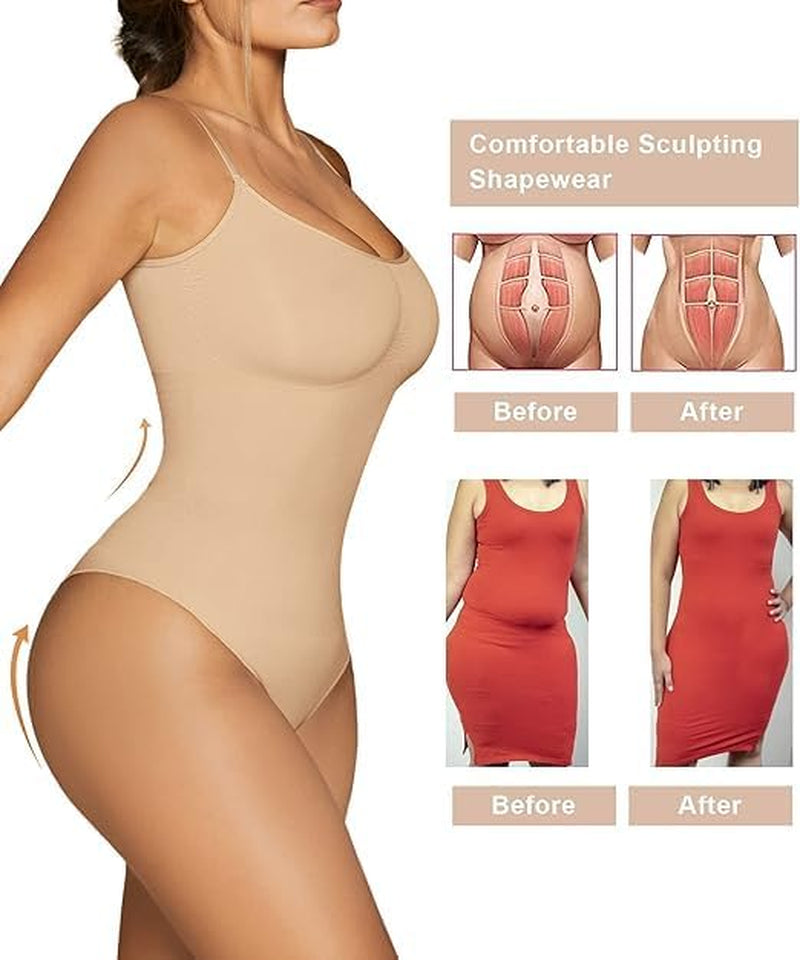 Women'S Shapewear Bodysuit Tummy Control Body Shaper Waist Snatching Seamless Brief Body Suit