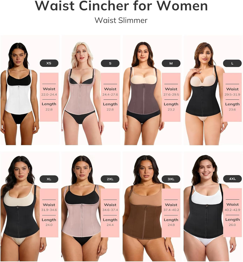 Waist Trainer for Women Corset Shapewear Tummy Control Body Shaper | Faja Waist Cincher with Adjustable Straps,Hook-Zipper Closure,Postpartum,Workout