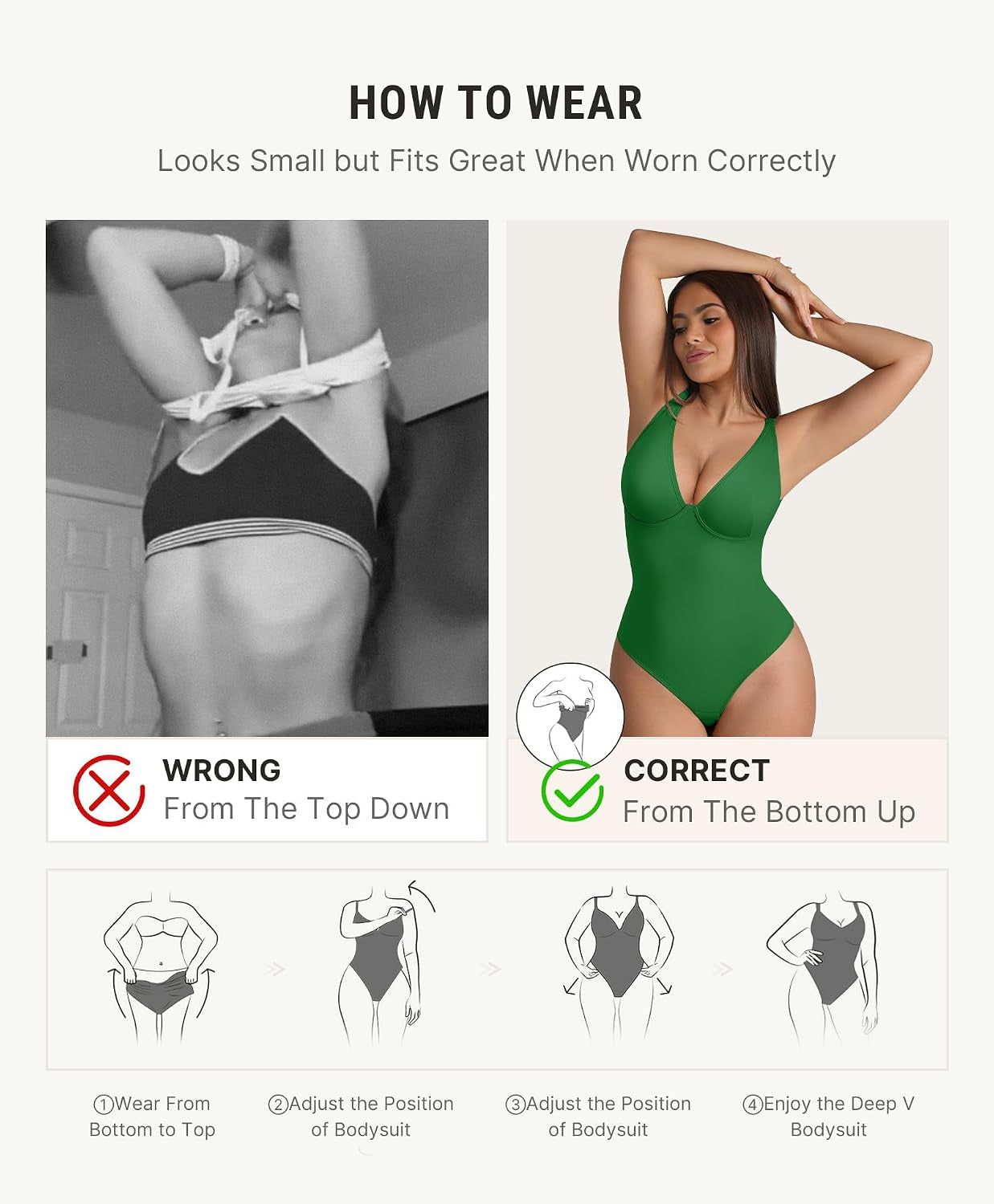 Shapewear Bodysuits for Women Tummy Control Deep V Neck | Underwire Support for Lift, Double-Layer Tummy Shaping, Breathable, Silky Soft Fabric, Backless, Date, Club, Office
