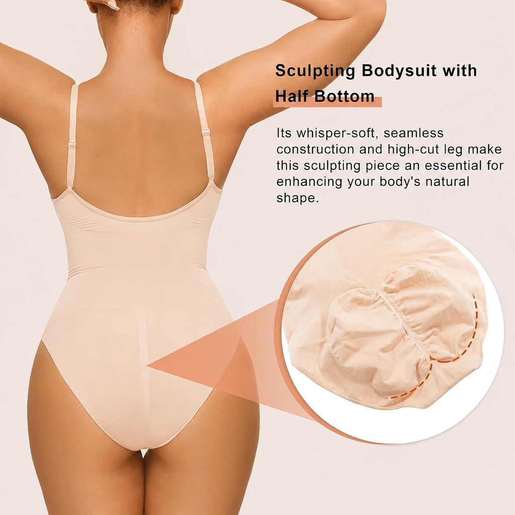 Women'S Shapewear Bodysuit Tummy Control Body Shaper Waist Snatching Seamless Brief Body Suit