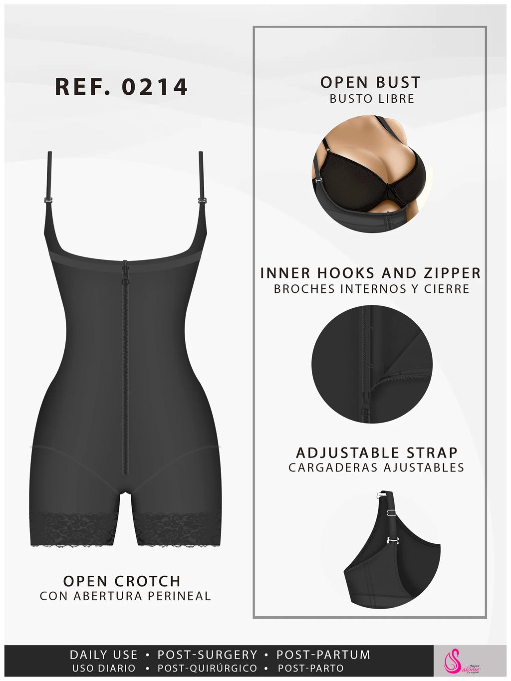 Salome Fajas Colombianas Mid Thigh Shapewear Butt Lifter Strapless Tummy Tuck Bodysuit Compression Garment for Woman Faja Levanta Cola Para Vestido