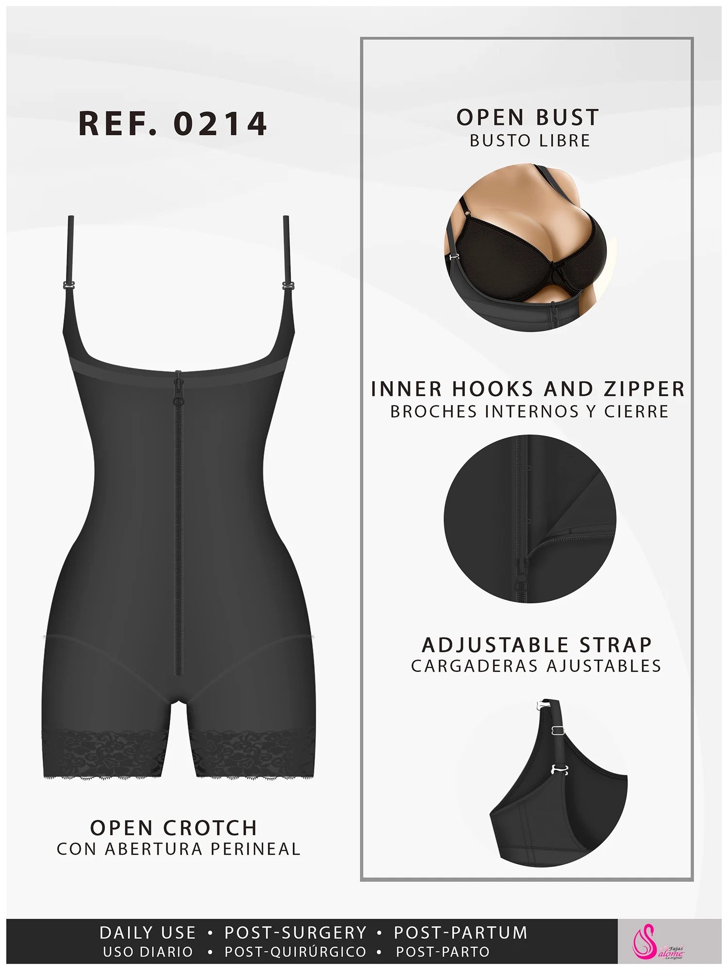 Salome Fajas Colombianas Mid Thigh Shapewear Butt Lifter Strapless Tummy Tuck Bodysuit Compression Garment for Woman Faja Levanta Cola Para Vestido