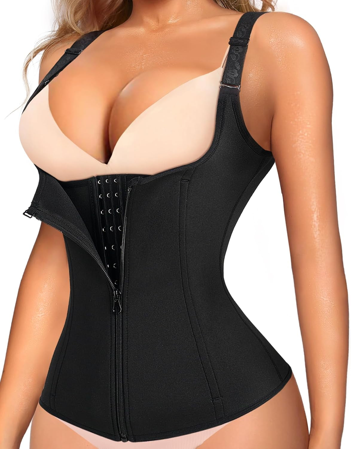 Waist Trainer for Women Corset Shapewear Tummy Control Body Shaper | Faja Waist Cincher with Adjustable Straps,Hook-Zipper Closure,Postpartum,Workout