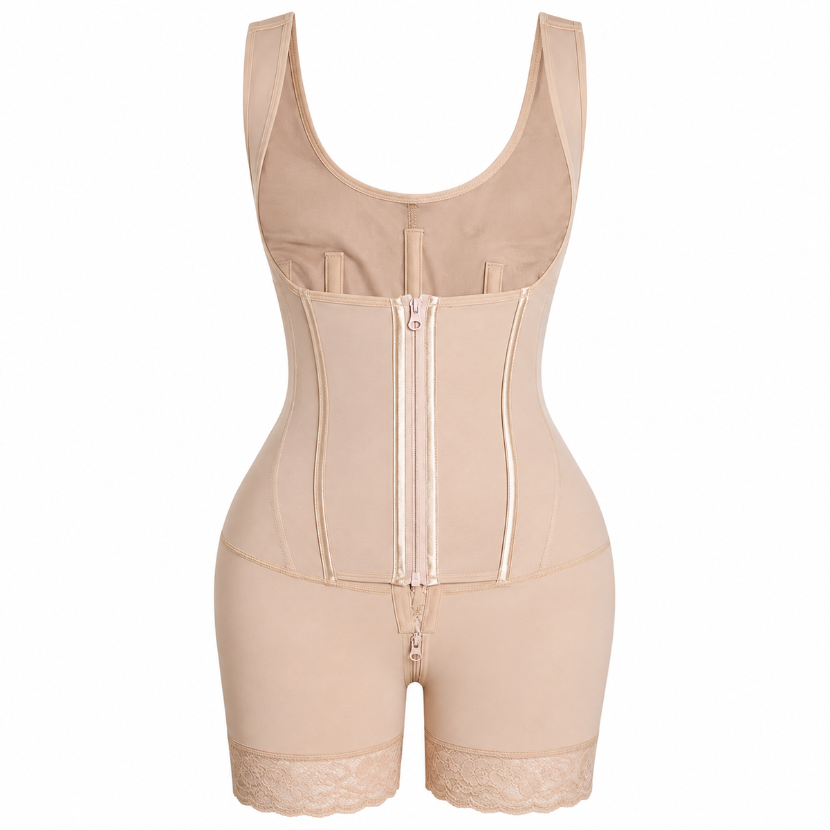 Firm Compression Body Shaper – Front Zipper & Triple Hook Closure