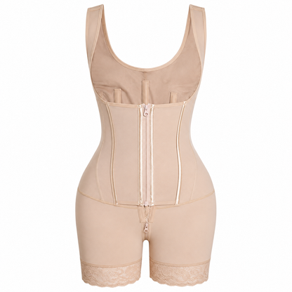 Firm Compression Body Shaper – Front Zipper & Triple Hook Closure