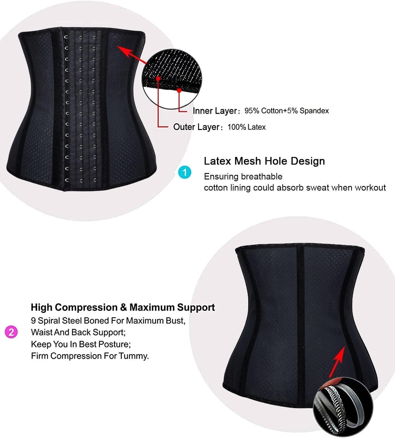 Women'S Underbust Latex Sport Girdle Waist Trainer Corsets Hourglass Body Shaper