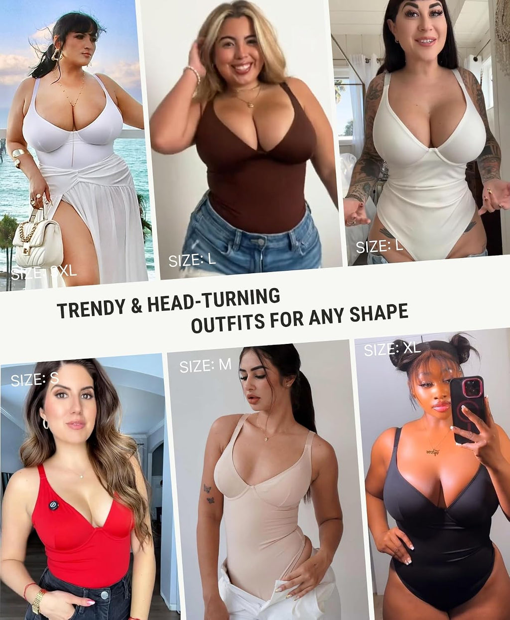 Shapewear Bodysuits for Women Tummy Control Deep V Neck | Underwire Support for Lift, Double-Layer Tummy Shaping, Breathable, Silky Soft Fabric, Backless, Date, Club, Office