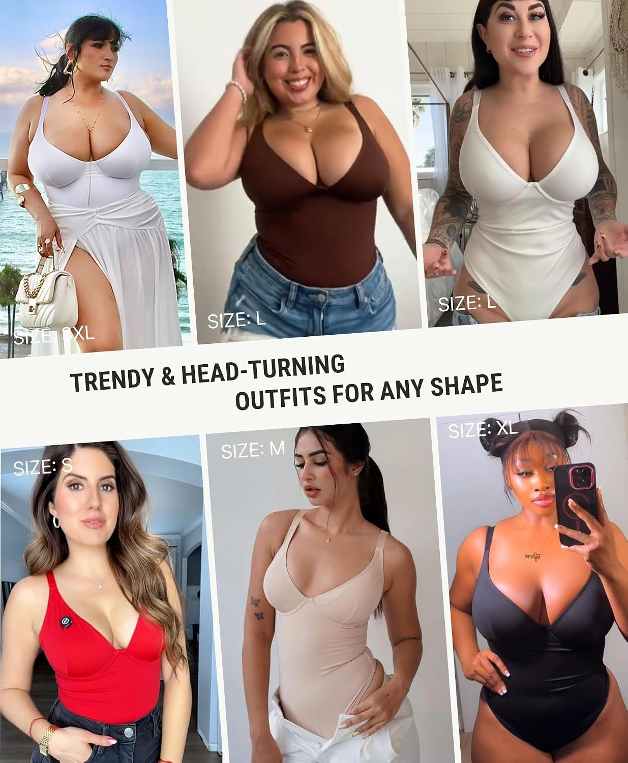 Shapewear Bodysuits for Women Tummy Control Deep V Neck | Underwire Support for Lift, Double-Layer Tummy Shaping, Breathable, Silky Soft Fabric, Backless, Date, Club, Office