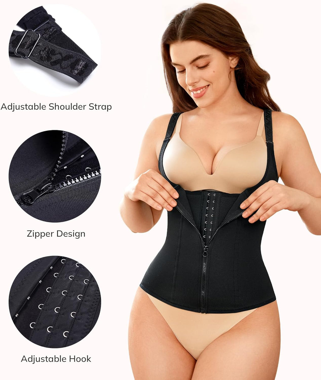 Waist Trainer for Women Corset Shapewear Tummy Control Body Shaper | Faja Waist Cincher with Adjustable Straps,Hook-Zipper Closure,Postpartum,Workout