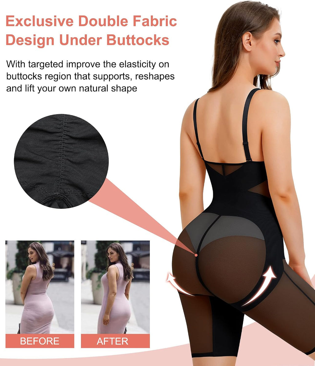 Bodysuit Shapewear for Women Tummy Control Butt Lifter Full Body Shaper Thigh Slimmer Faja V-Neck Jumpsuit Body Suit