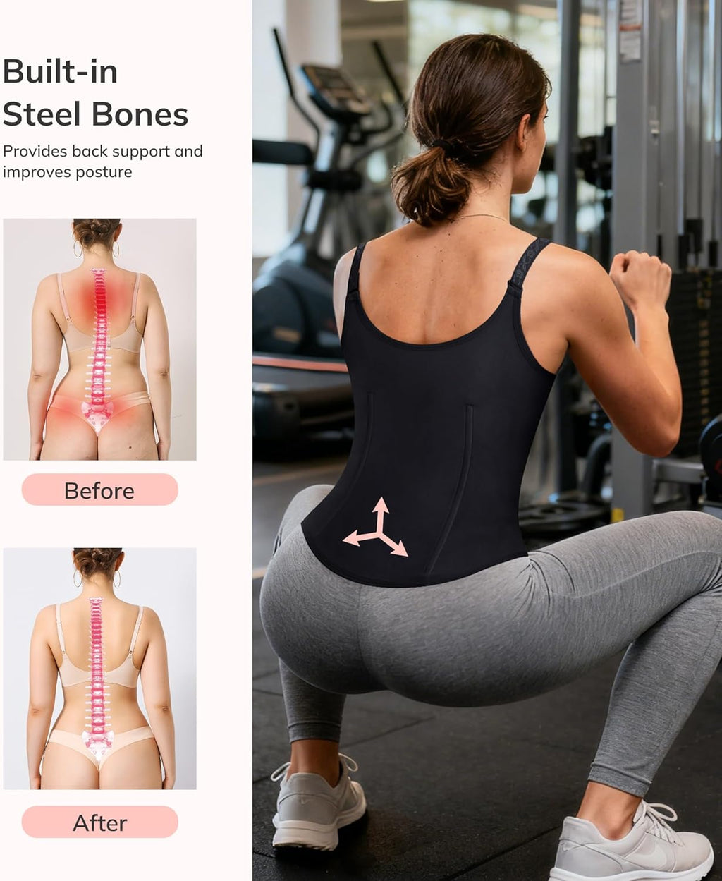 Waist Trainer for Women Corset Shapewear Tummy Control Body Shaper | Faja Waist Cincher with Adjustable Straps,Hook-Zipper Closure,Postpartum,Workout