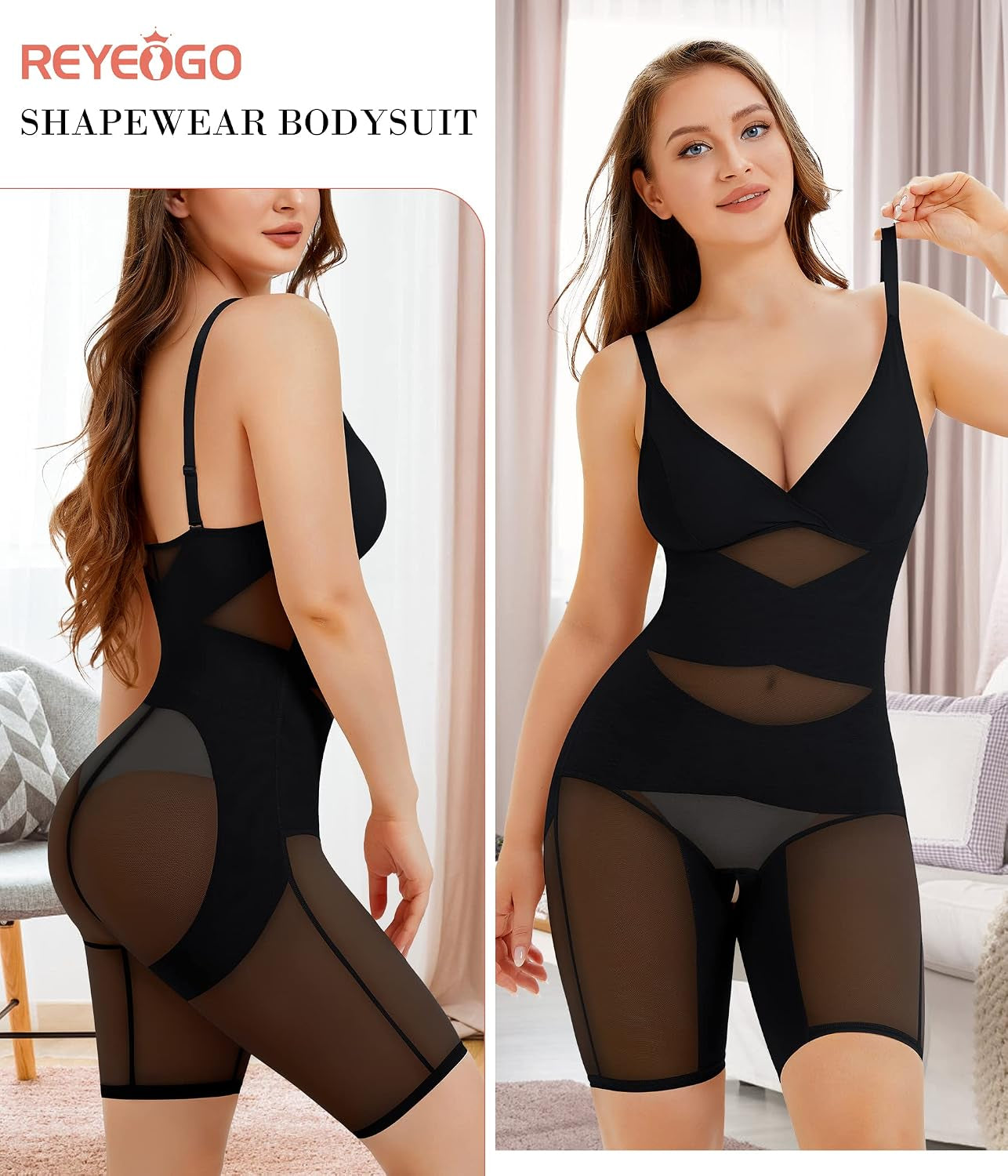 Bodysuit Shapewear for Women Tummy Control Butt Lifter Full Body Shaper Thigh Slimmer Faja V-Neck Jumpsuit Body Suit